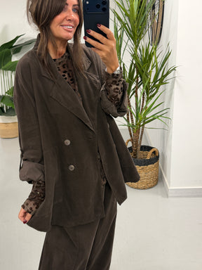 The Needlecord Button Blazer - Chocolate (Size 12-18)