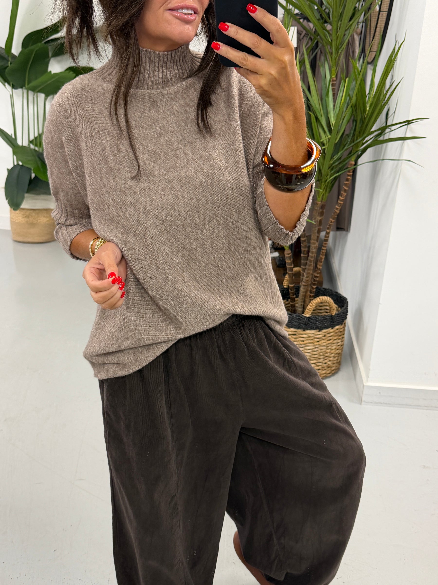 Crop Sleeve Knit - Oatmeal