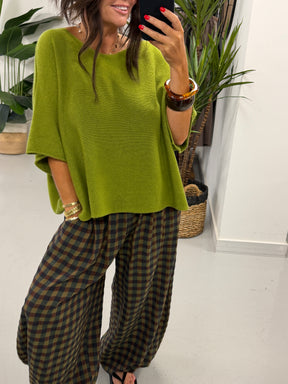 Gracie Crop Sleeve Knit - Olive