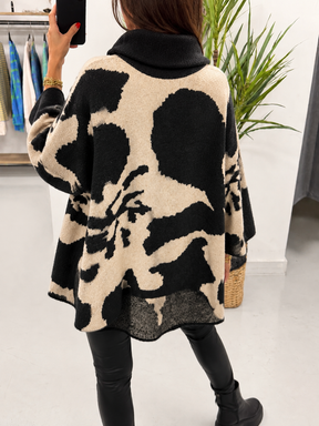 The High Low Abstract Soft Knit - Black/Cream (Size 12-18)