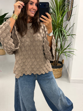 Soft Touch Tear Drop Knit - Mocha (Size 8 - 16)