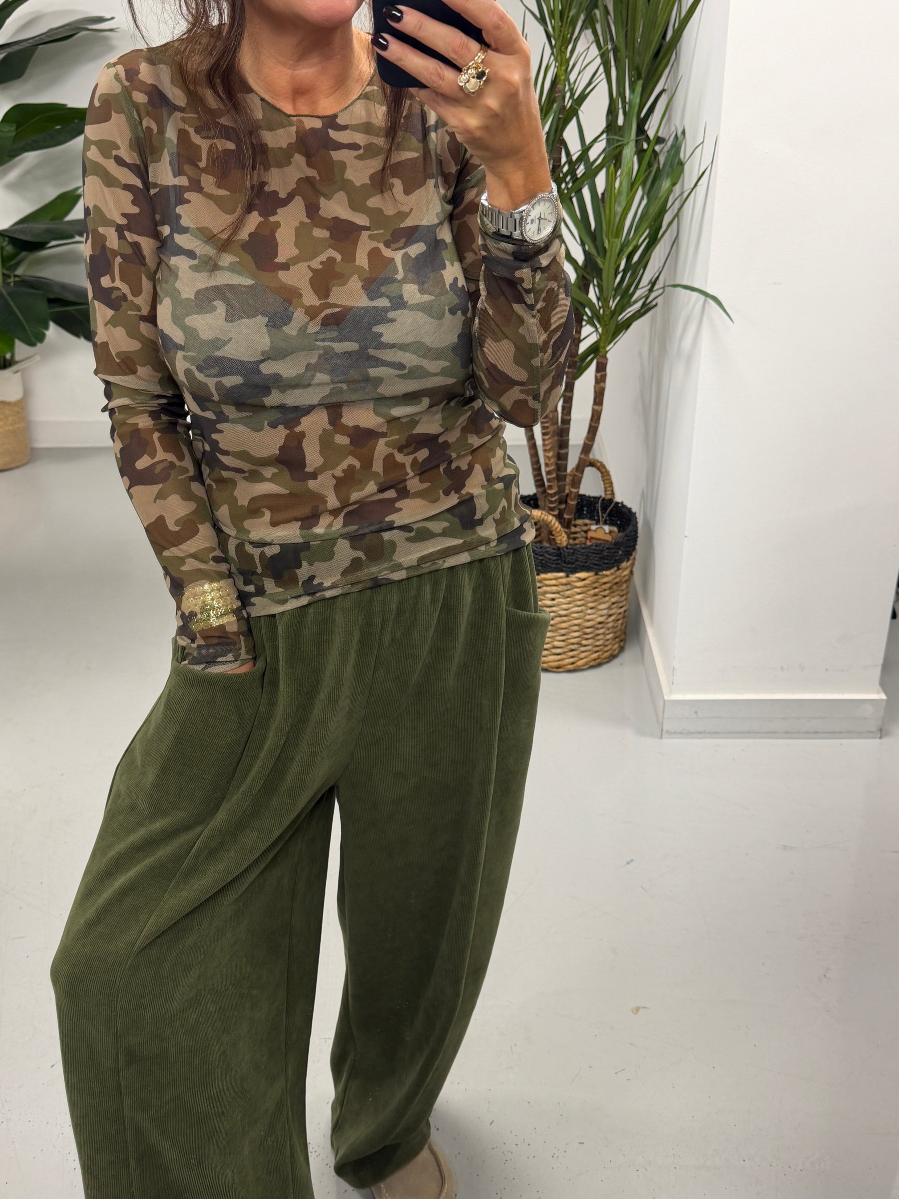 The Charleston Cord Pocket Barrel Trousers - Khaki (Size 12-18)