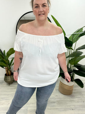 Madeira Bardot Top (plus) - White