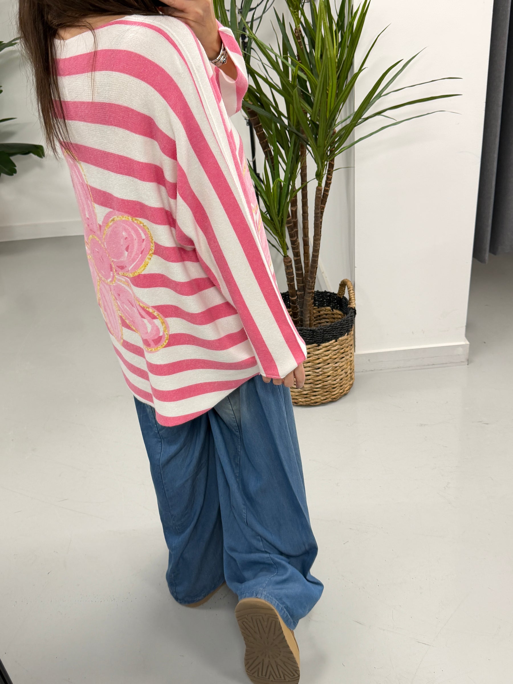 The Daisy/Stripe Soft Knit - Candy Pink