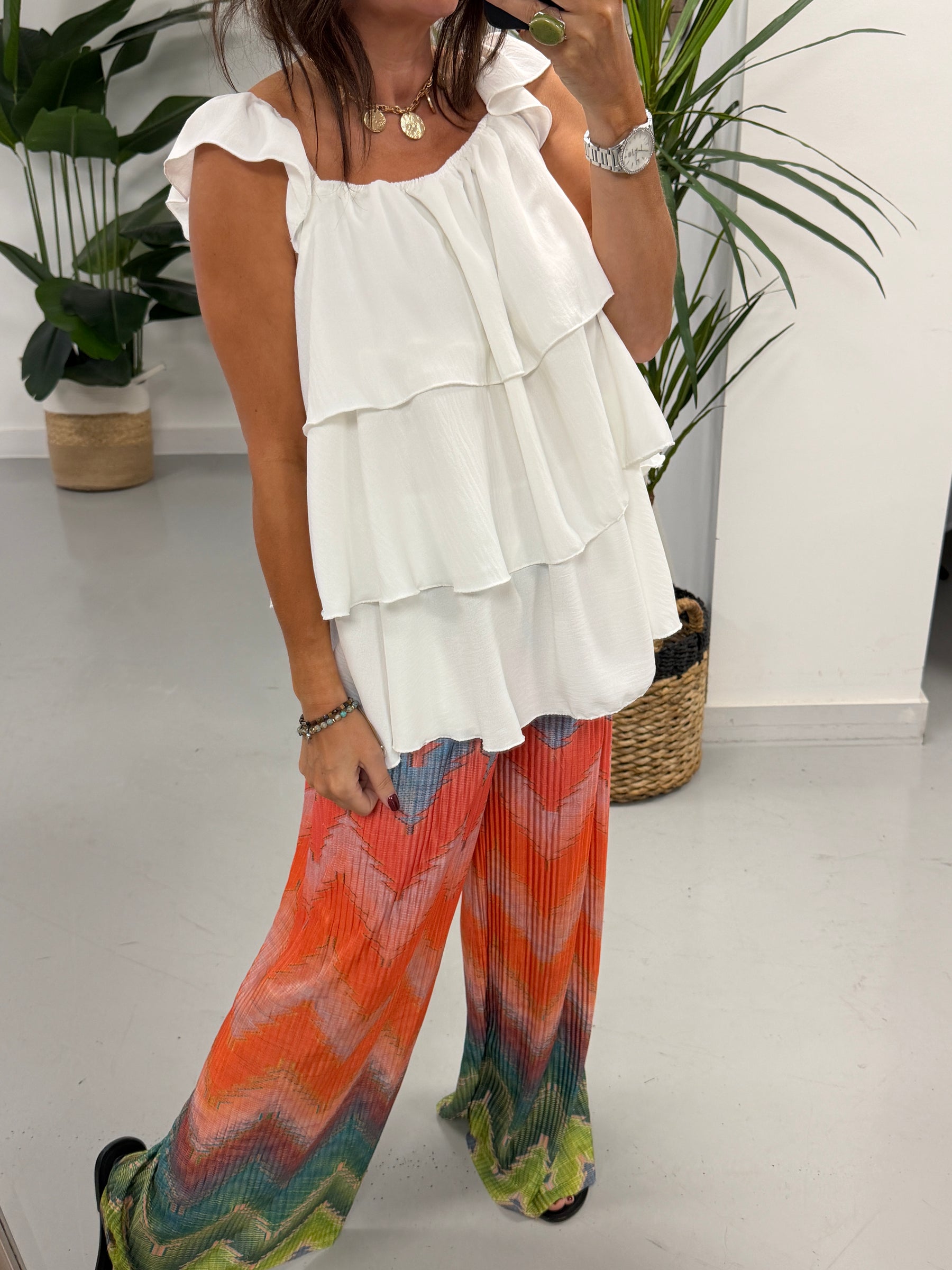 ZigZag Plisse Summer Trouser - Coral