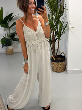 Santorini Boho Jumpsuit - Stone