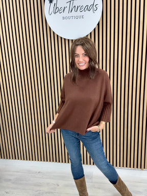 Crop Sleeve Knit - Chocolate