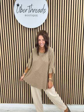 The Bell Sleeve Stripe Soft Knit - Camel