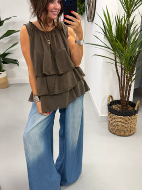 The Rio Ruffle Top - Chocolate