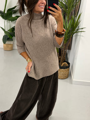Crop Sleeve Knit - Oatmeal
