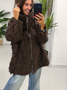 Shelby Shaggy Jacket - Chocolate
