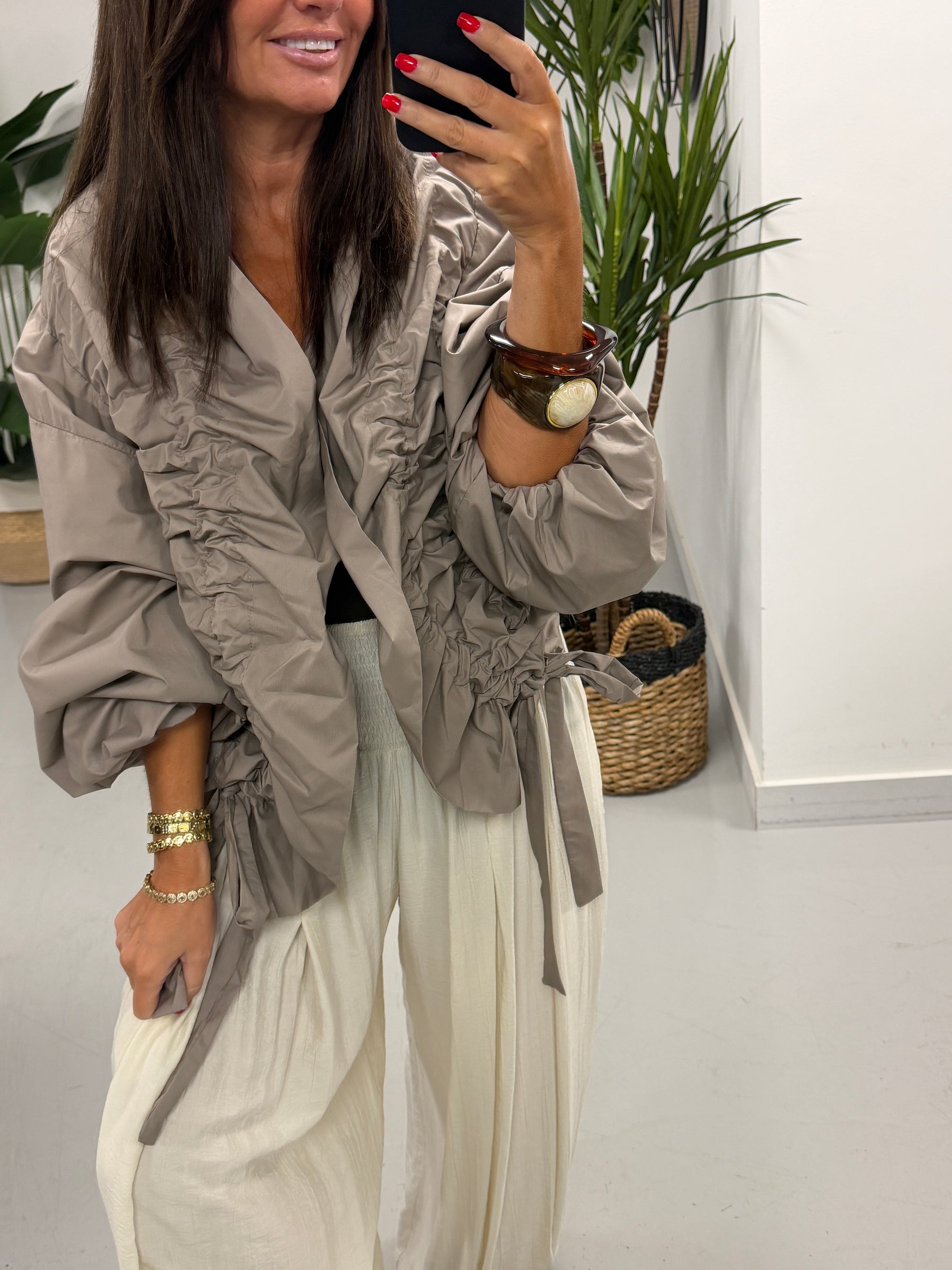The Urban Ruched Jacket - Taupe