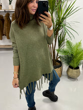 The Roll Neck Fringed Knit - Khaki