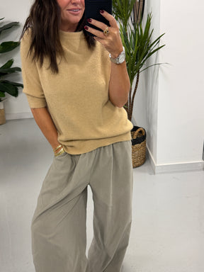 The Drift Crop Sleeve Knit - Camel (Size 10-14)