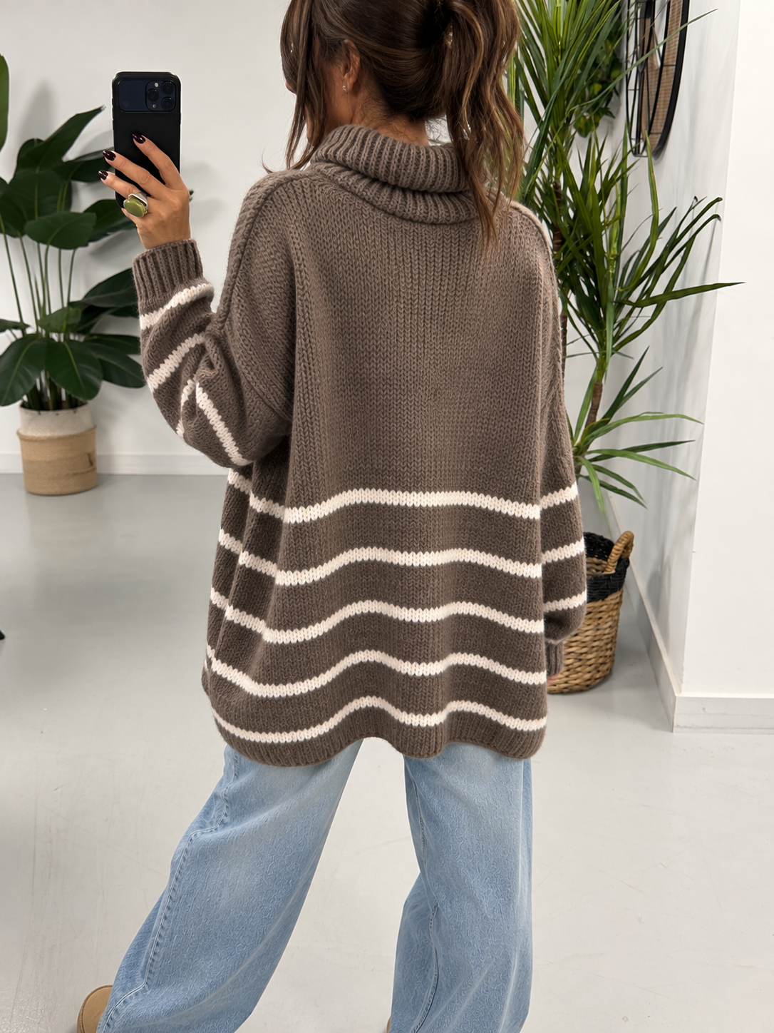 The Rustic Stripe Soft Knit -  Mocha Cream (Size 12-20)
