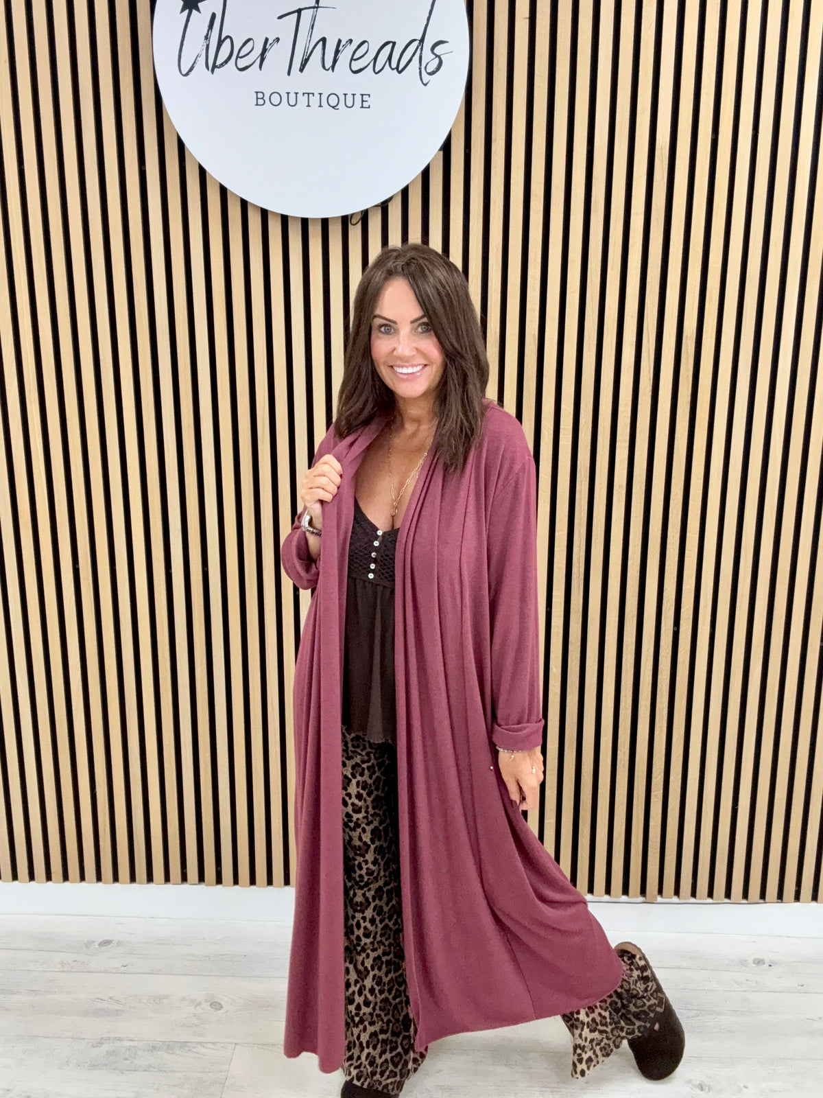 The Ezra Fine Knit Duster Jacket - Mulberry