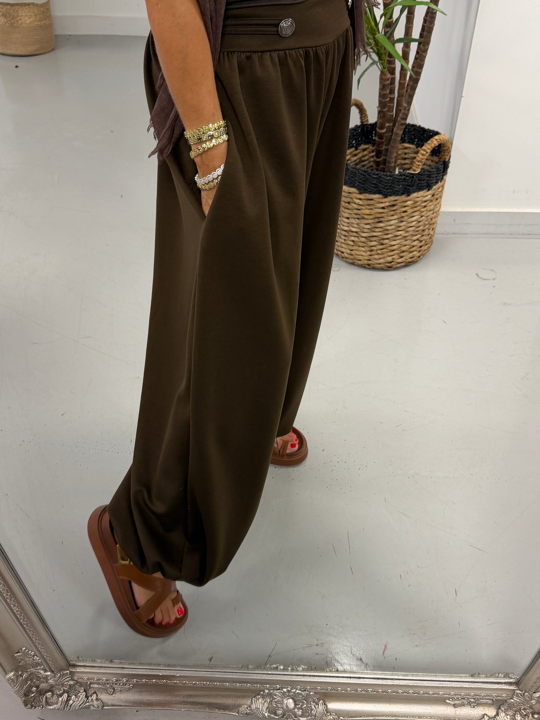 The Soft Touch Military Balloon Joggers - Chocolate
