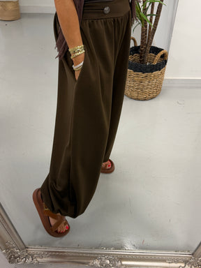 The Soft Touch Military Balloon Joggers - Chocolate