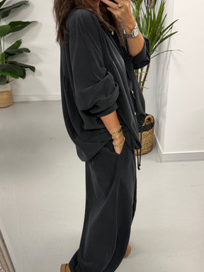 The Needlecord Shirt - Charcoal (size 12-18)