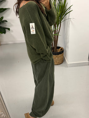 Slash Neck Knit  - Khaki (Size 10-16)
