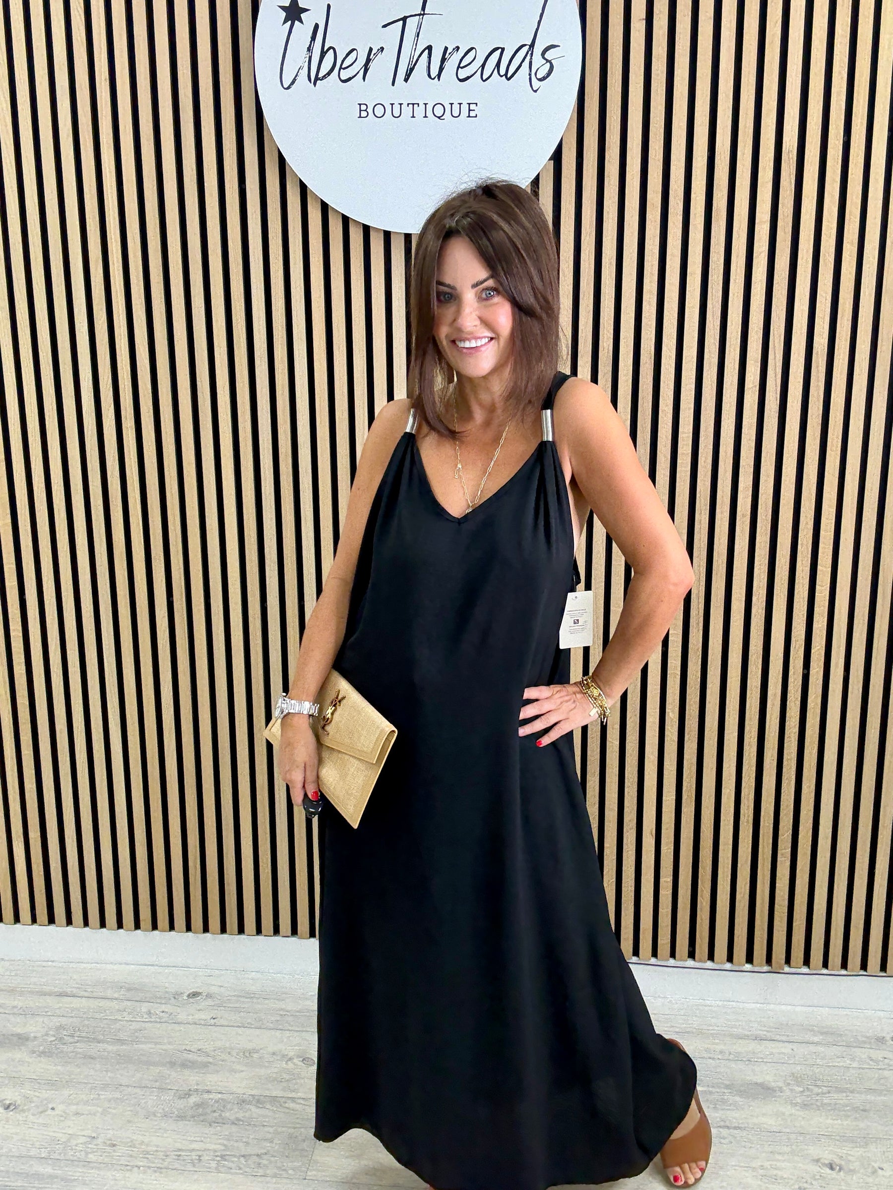 The Spring Shoulder Maxi - Black