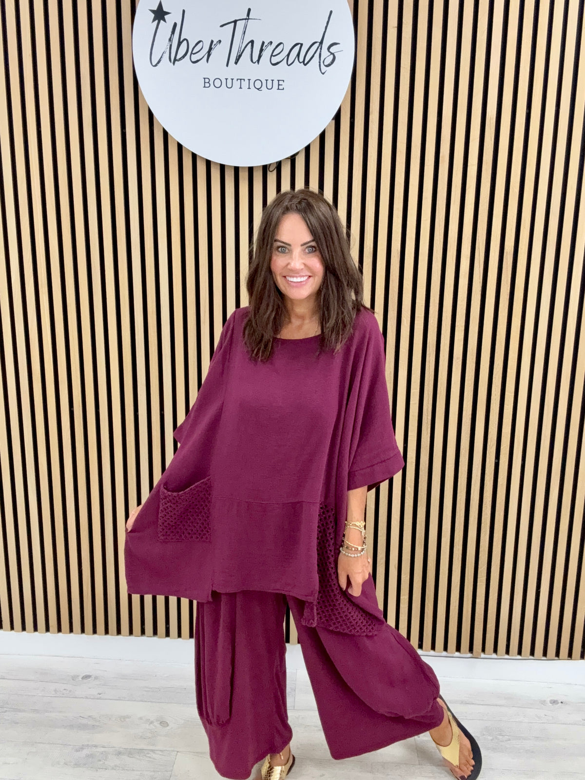 Sahara Crochet Pocket Tunic - Mulberry