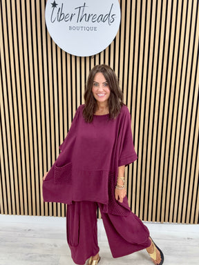 Sahara Crochet Pocket Tunic - Mulberry