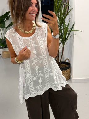 Florence Broderie Top - White