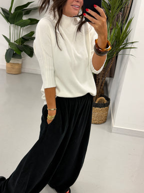Crop Sleeve Knit - Winter White