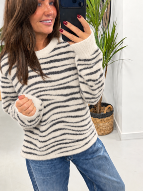 Super Soft Zebra Knit - White