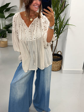 The Relaxed Boho Smock Top - Mushroom