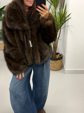 The Reversible PU/Faux Fur Jacket - Chocolate/Black