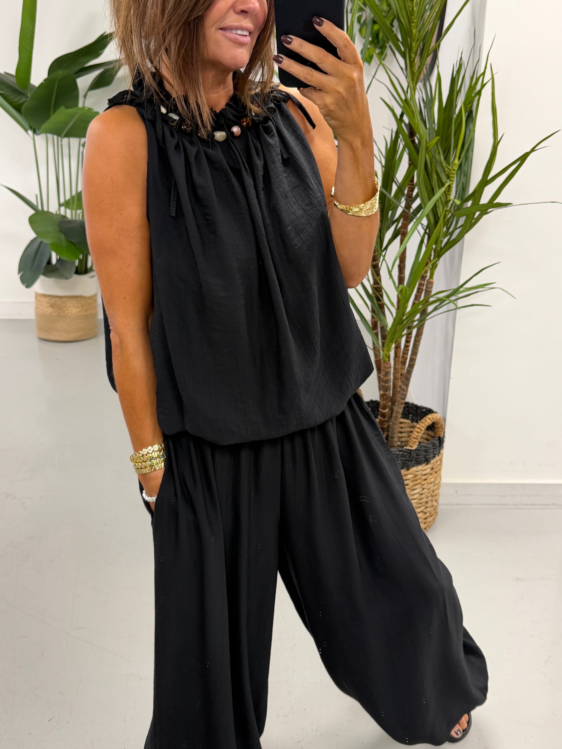 Crinkle Pebble Co Ord - Black