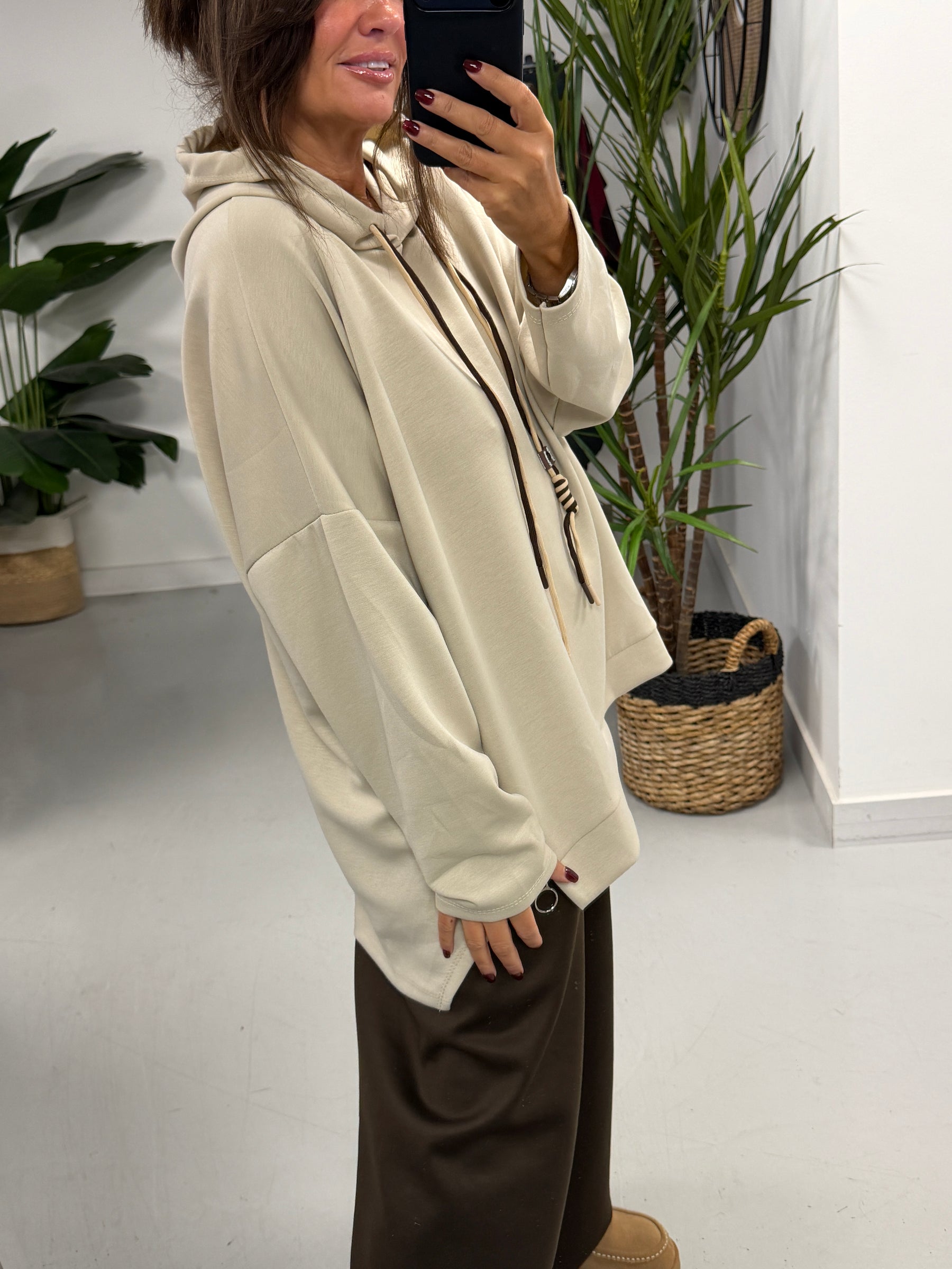 Scuba Hooded Sweater- Cream (Size 12-16/18)