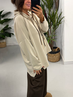 Scuba Hooded Sweater- Cream (Size 12-16/18)