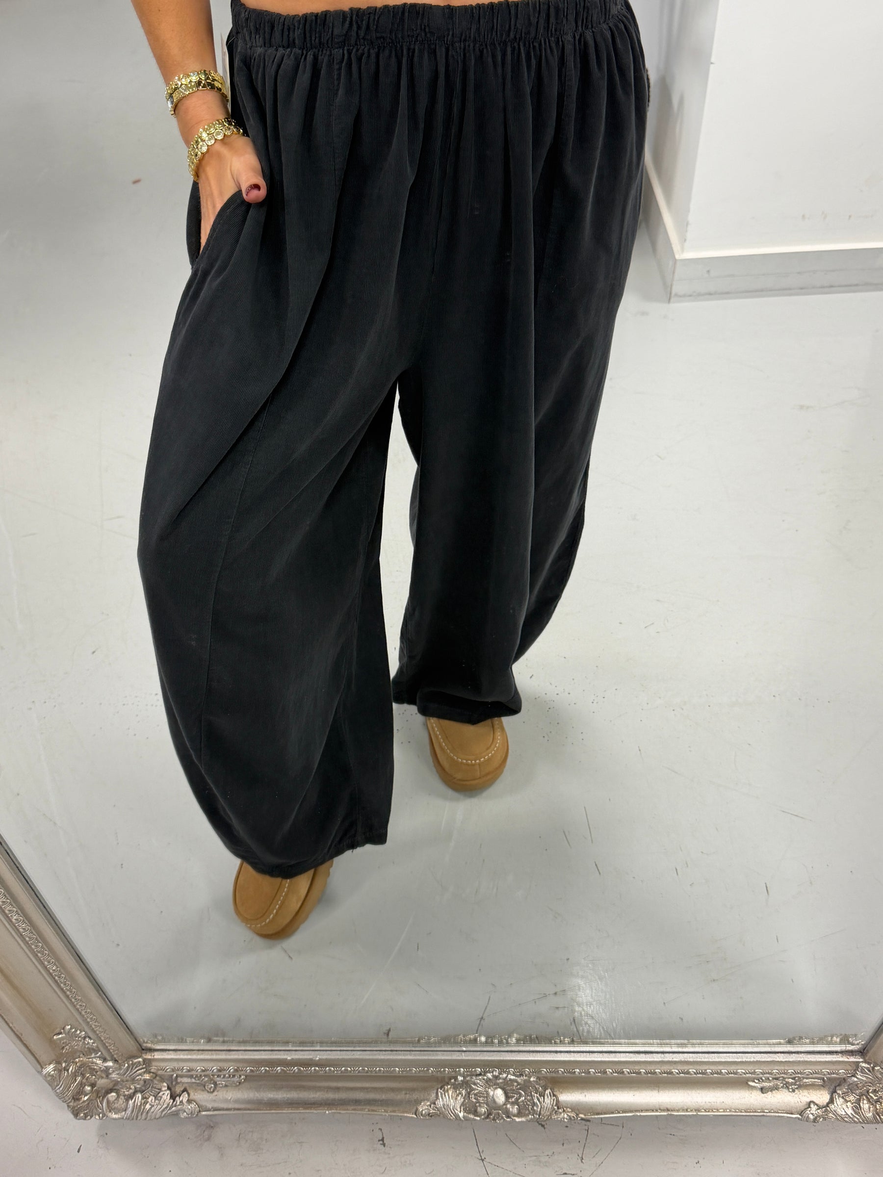 The Barrel Needlecord Joggers - Charcoal (Size 10-18)