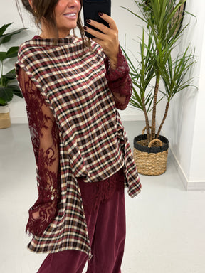 The Bailey Brushed Cotton Plaid Tank - Wine (Size 10-16)