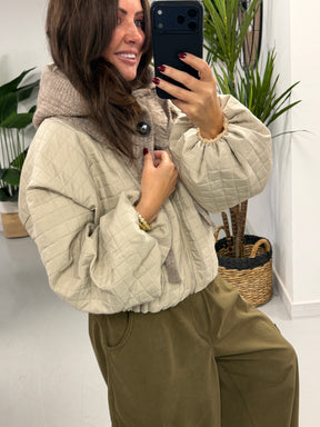 Ladies Button Snood - Oatmeal