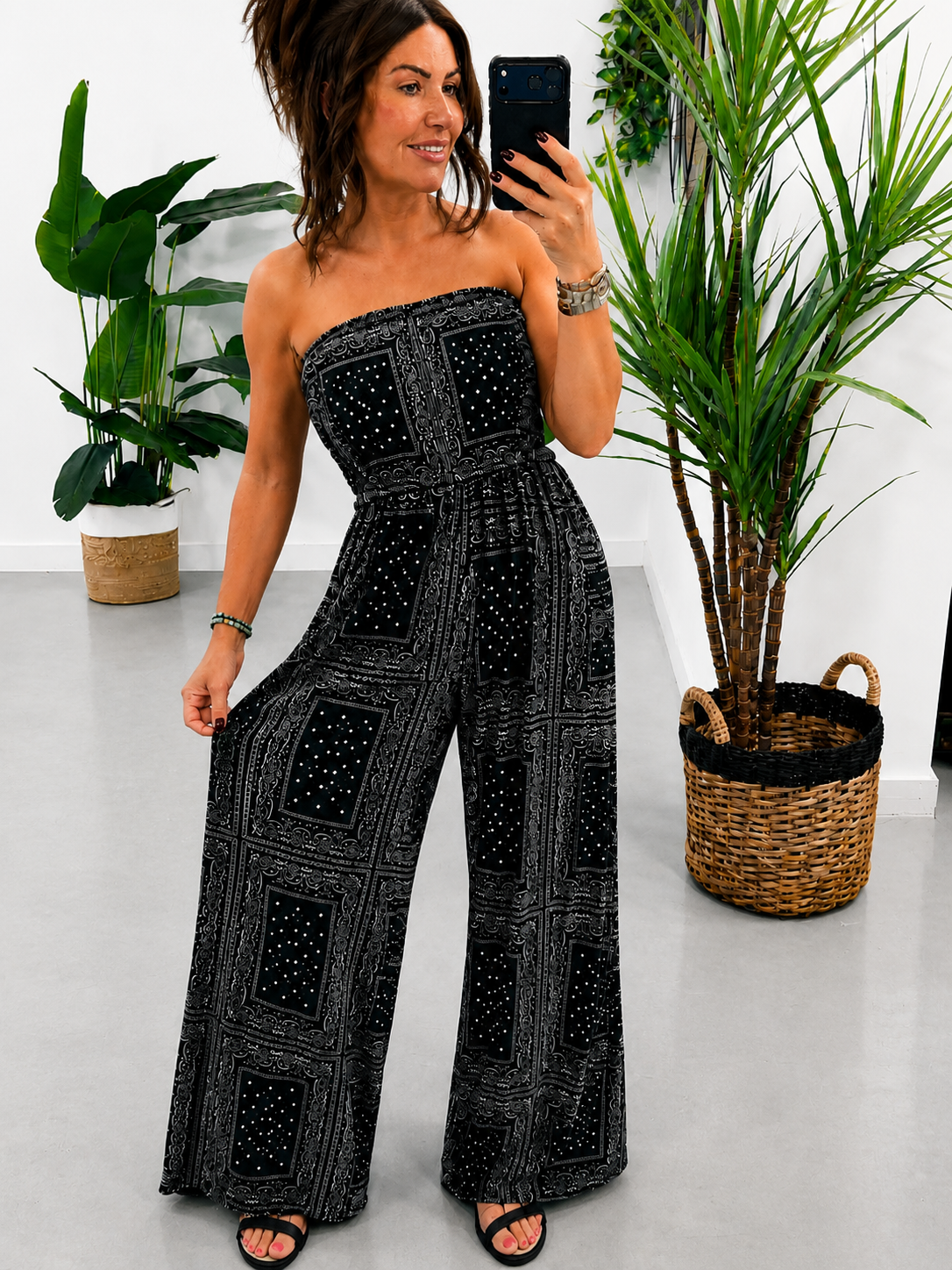 The Valencia Bandana/Bandeau Jumpsuit - Black