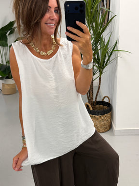 Sorrento Crochet Back Top - White