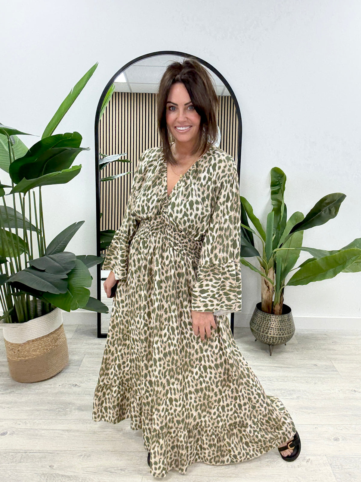 Amaya Animal Maxi Dress - Khaki