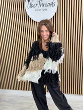 The Shaggy Cardigan - Black/Camel/White