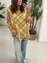 Layered Tartan Mesh Top - Lemon