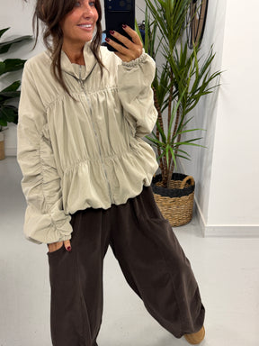 The Needlecord Ruffle Bomber - Cream (Size 10 - 16)