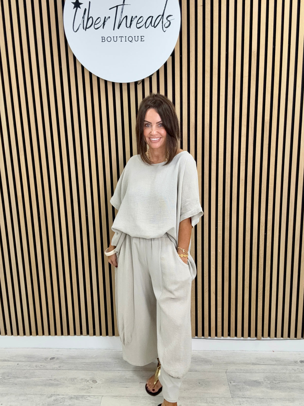Sahara Cropped Pants - Stone