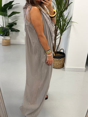 Bandana Scarf Jumpsuit - Pebble