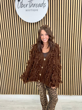 The Shaggy Cardigan - Chocolate