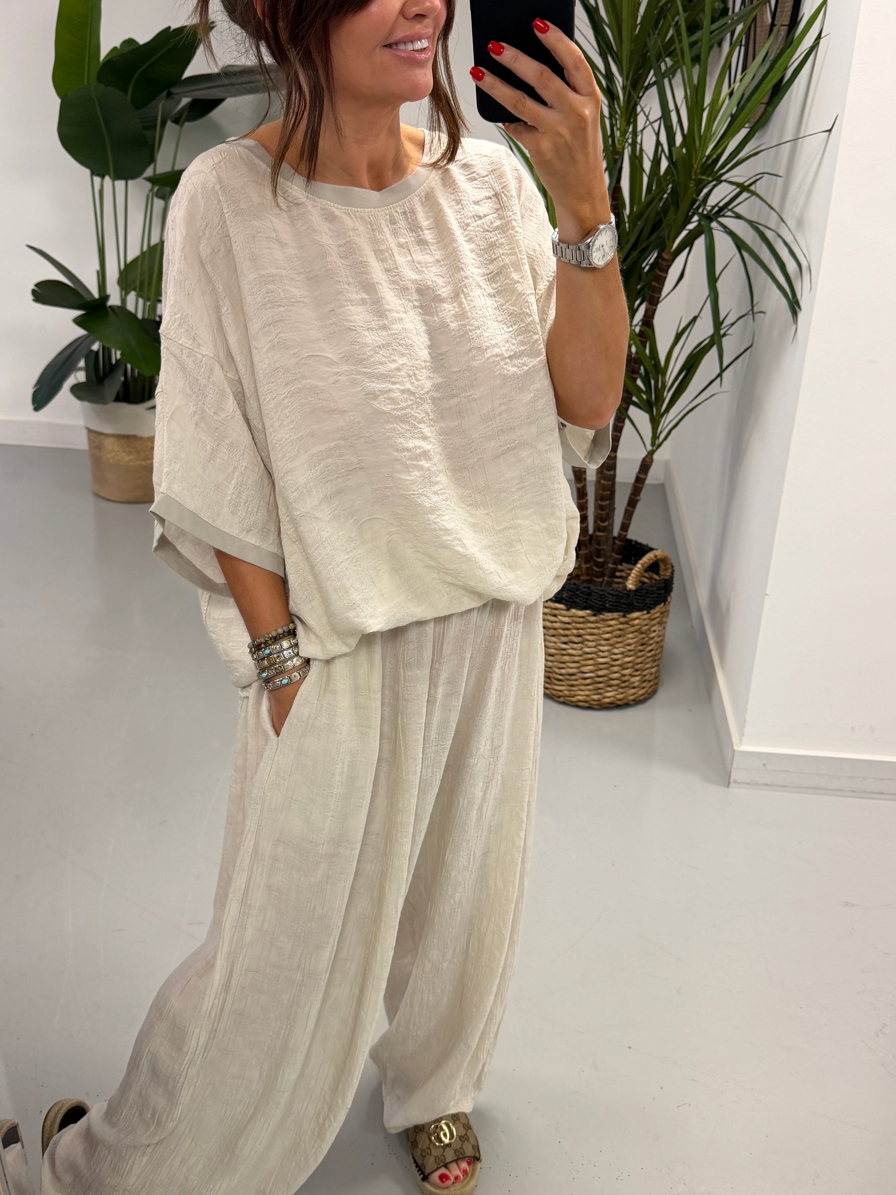 The Aspen Textured Tunic - Cream