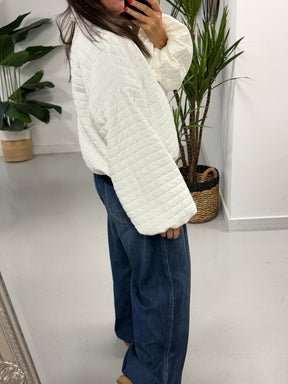 Lightweight Quilted Bomber - Cream
