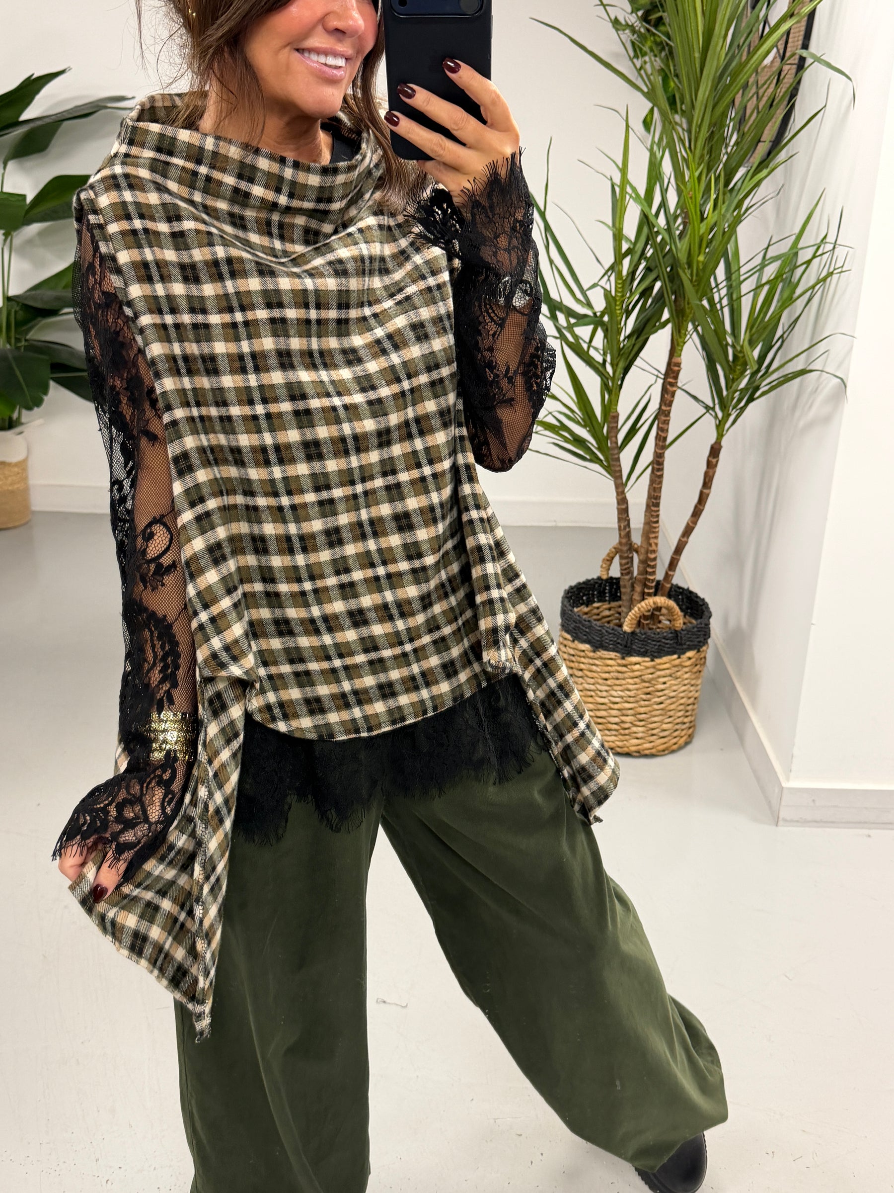 The Bailey Brushed Cotton Plaid Tank - Khaki (Size 10-16)